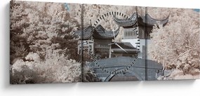 Obraz - Kwitnące drzewa w Azji (z zegarem) (90x30 cm)