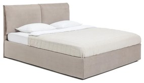 Łóżko tapicerowane dwuosobowe taupe z miejscem do przechowywania z materacem/kratką 180x200 cm Thessa Pillow - Bonami Selection