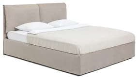 Łóżko tapicerowane dwuosobowe taupe z miejscem do przechowywania z materacem/kratką 180x200 cm Thessa Pillow - Bonami Selection