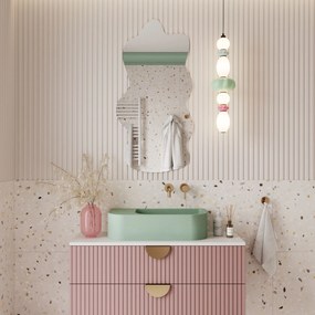 Lustro dekoracyjne w kształcie chmurki oszlifowane bez podświetlenia CLOUD | Różne rozmiary | Różne kolory : Kolor tafli szkła - Srebrny, Rozmiar - 60 x 80 cm