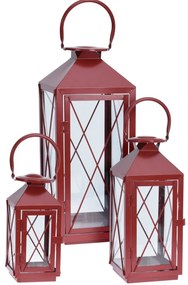 Zestaw metalowych latarenek Reds 3 szt., czerwony