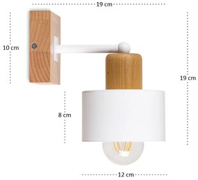 Biały kinkiet LED WD-WE10x10BU jednopunktowy z litego drewna