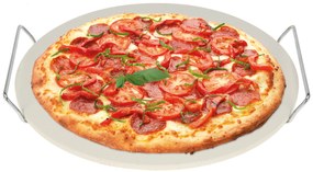 Kamień do pieczenia pizzy, chleba + metalowa podstawka do podawania
