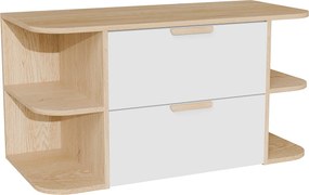 Wisząca szafka podumywalkowa z wnękami – Biały i jasny naturalny – szer. 100 cm – AVORELI
