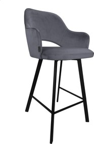 Hoker Milano krzesło barowe tkanina Welur podstawa metalowa : Kolor nogi - Czarna profil, Kolor tkaniny - VELVET - BL14, Typ siedziska - Siedzisko stałe