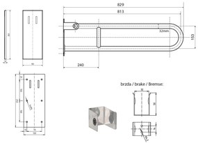 Uchwyt ścienny ze stali nierdzewnej do łazienki 83 cm Handicap – Sapho