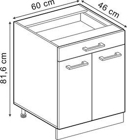 Szafka dolna do kuchni czarny beton 60x60x81.6 r-line