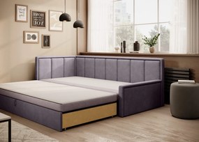 Sofa rozkładana z funkcją spania FULGEO fioletowa/różowa lewa ELTAP