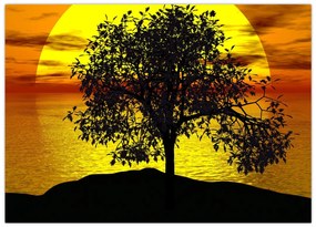 Obraz na szkle sylwetki drzewa (70x50 cm)