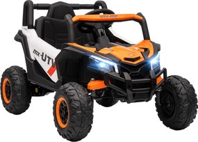 AIYAPLAY Elektryczne auto 12V dla dzieci, z funkcją zdalnego sterowania, pasem bezpieczeństwa, klaksonem, reflektorami LED, portem USB, dla dzieci w wieku 3-5 lat, Pomarańczowe