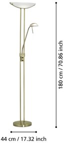 Lampa stojąca w kolorze brązu ze szklanym kloszem (wysokość 180 cm) BAYA – EGLO