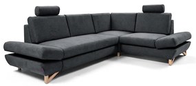 Rozkładany narożnik tapicerowany AVESTA z funkcją spania i pojemnikiem na pościel, w układzie L, prawostronny, antracyt