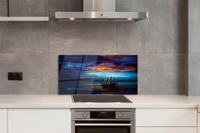 Szkło do Kuchni na Ścianę Wieczorny Rejs Statkiem