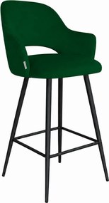 Hoker Milano krzesło barowe tkanina Welur podstawa metalowa : Kolor nogi - Czarna stożek, Kolor tkaniny - VELVET - MG25, Typ siedziska - Siedzisko obrotowe 360°