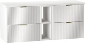 Szafka pod umywalkę WENA, z regałem, ryflowane fronty, Willy, 140x60x47 cm, Biała