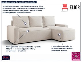 Kremowy rozkładany narożnik z funkcją spania W6-R28