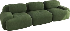 Sofa 3-osobowa z tapicerowanym oparciem i podłokietnikami, zielony sztruks - do salonu i sypialni