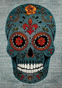 Dywan Koloreo Tattoo Meksykańska Czaszka niebieska 120x170 Prostokąt
