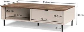 Ława kawowa z 2 szufladami kaszmir + dąb castello - Milox 6X
