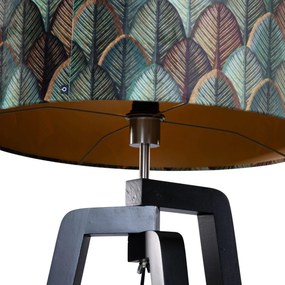 Lampa podłogowa czarna z aksamitnym abażurem w kształcie liści 50cm - Puros klasyczny/Antyczny Oswietlenie wewnetrzne