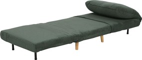 HOMCOM Fotel do Spania 2 w 1 z Regulowanym Oparciem i Poduszką, Welur Kordowy 82 cm x 89 cm x 83 cm Zielony