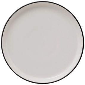 Talerze deserowe porcelanowe ALIX, czarna obwódka, 6 sztuk x Ø 20 cm