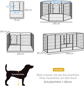 PawHut Wybieg dla zwierząt metalowa bramka konfigurowalny czarny 79x100cm | Aosom PL
