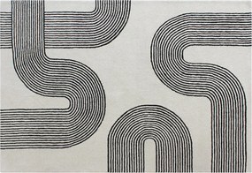 Dywan tuftowany 100% wełna - 200 x 290 cm - Biały i czarny - 2300g/m² - NOCENO