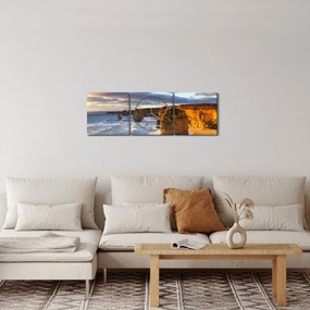 Obraz klifów morskich (z zegarem) (90x30 cm)