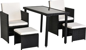 Outsunny komplet stół z krzesłami z technorattanu zestaw ogrodowy komplet 11 el. czarny + beżowy;