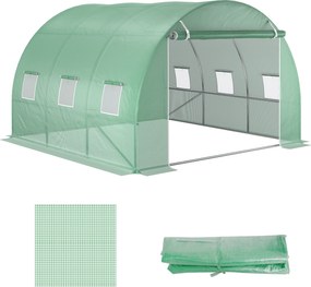 Outsunny Zamienne folie do szklarni 3x3x2 m, trwałe, odporne na rozdarcia, 6 okien, drzwi, Zielony