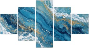 Obraz - Jasnoniebieski marmur ze złotem II. (125x70 cm)