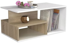 Designerska nowoczesna ława biały+dąb sonoma B7-W66