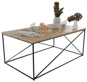 Industrialny stolik kawowy z czarnym stelażem czarny + dąb artisan  - Cordani 4X