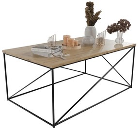 Industrialny stolik kawowy z czarnym stelażem czarny + dąb artisan T5-Z51