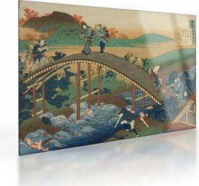 Obraz na szkle - Katsushika Hokusai, Ariwara no Narihirafrom the series One Hundred, Poems Explained by the Nurse (Hyakunin isshu uba ga etoki), repro (70x50 cm)