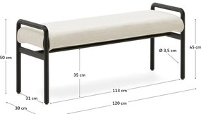 Czarna/kremowa ławka z tkaniny szenilowej Macaret – Kave Home