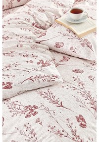 Beżowa pościel dwuosobowa z prześcieradłem/4-częściowa 200x220 cm Floral Butterfly – Mila Home
