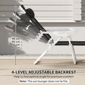 Outsunny Leżak składany z poduszką, fotel z 4-stopniowo regulowanym oparciem do 120 kg czarny | Aosom PL