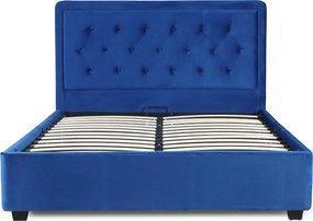 Łóżko Tapicerowane 160x200 cm ze Stelażem Dwuosobowe CROS Welurowe Granatowe