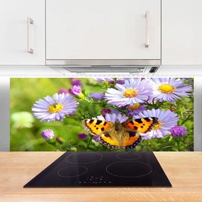 Panel Szklany do Kuchni Motyl Wśród Polnych Kwiatów