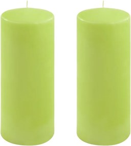 Zestaw słupkowych świec, 25 cm, Ø 10 cm, jasnozielony, 2 szt