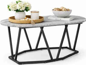 Szary owalny stolik kawowy metalowy N9-G25