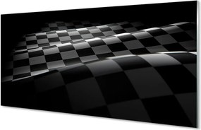 Szkło do Kuchni na Ścianę Czarno-Biała Szachownica