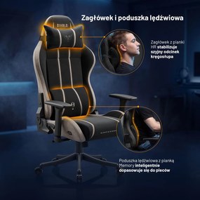 Fotel gamingowy młodzieżowy Diablo X-One Small Size materiałowy, Camel Black