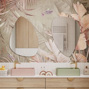 Lustro o nieregularnym kształcie oszlifowane bez podświetlenia DROP | Różny rozmiar | Różne kolory szkła : Kolor tafli szkła - Grafit, Rozmiar - 80 x 60 cm