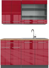 Pojedyncza kuchnia bordowy wysoki połysk/antracyt 140x60x81.6 fame-line