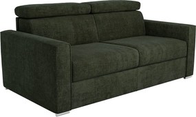 Kanapa 3-osobowa rozkładana typu express z tkaniny w kolorze zieleni jodłowej - pow. spania 140 cm - Materac 14 cm VIZIR