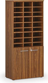 Regał sortujący PRIMO WOOD, 800 x 420 x 1781 mm, 27 przegród, orzech