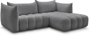Szary narożnik z materiału bouclé (prawostronny/z szezlongiem) Azra – Bobochic Paris